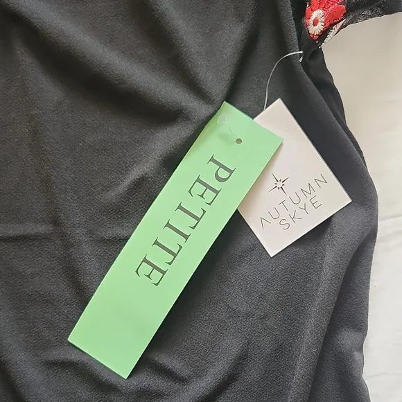 Autumn Skye Black Top with Red Sheer Floral Design - Picture 2 of 3